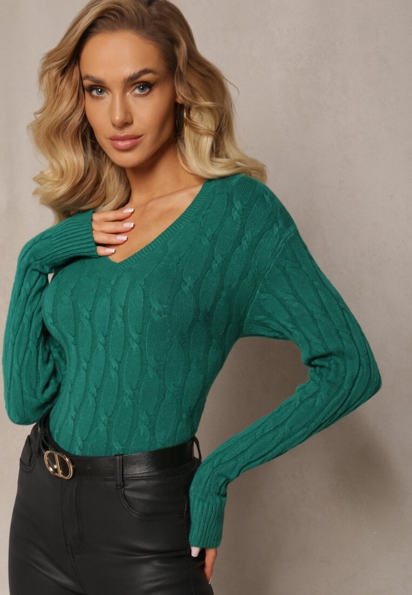 Zielony sweter Renee z tkaniny