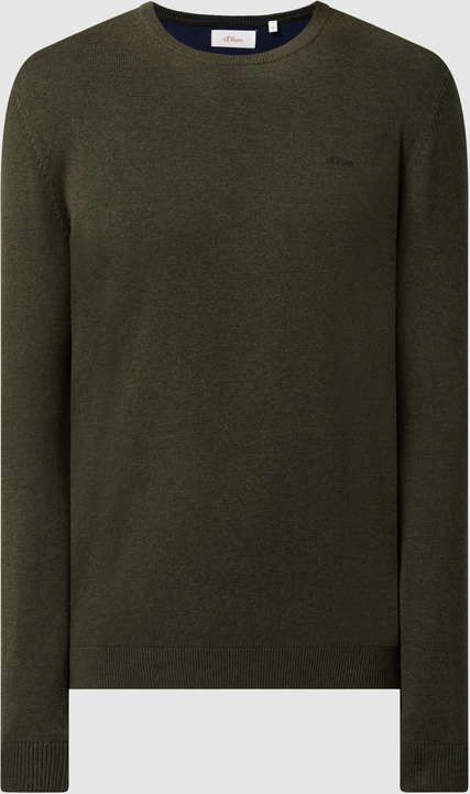 Zielony sweter S.Oliver z okrągłym dekoltem z dzianiny