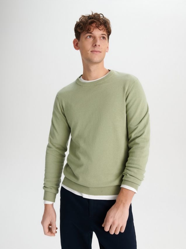 Zielony sweter Sinsay w stylu casual z okrągłym dekoltem