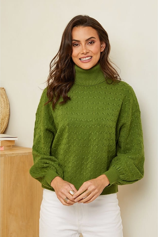Zielony sweter Soft Cashmere w stylu casual