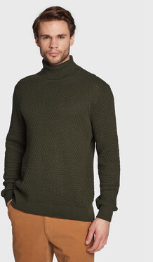 Zielony sweter Solid w stylu casual z golfem