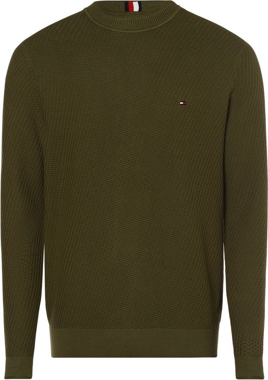 Zielony sweter Tommy Hilfiger z bawełny z okrągłym dekoltem