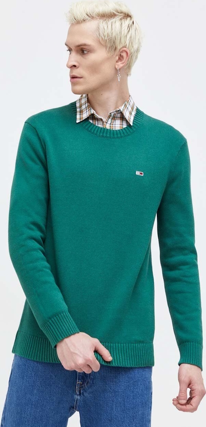 Zielony sweter Tommy Jeans z bawełny