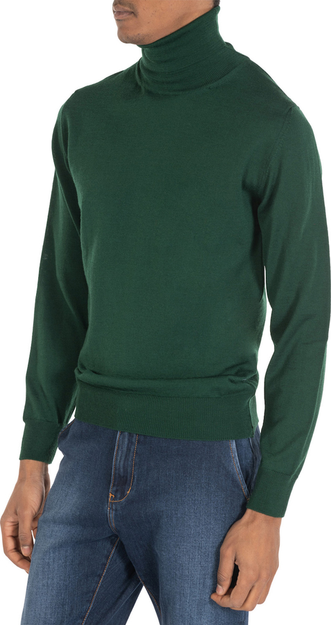 Zielony sweter ubierzsie.com z dzianiny w stylu casual