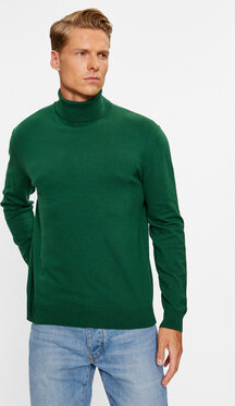 Zielony sweter United Colors Of Benetton z golfem w stylu casual