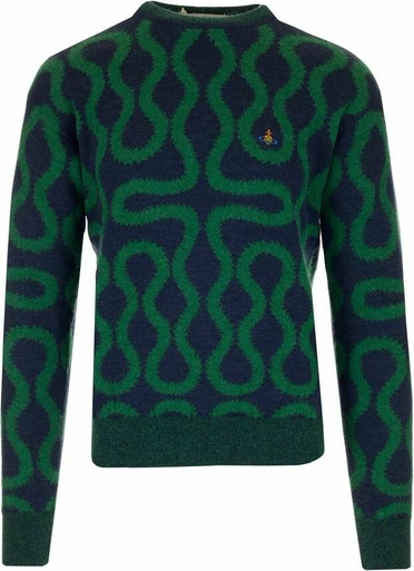 Zielony sweter Vivienne Westwood z okrągłym dekoltem w młodzieżowym stylu