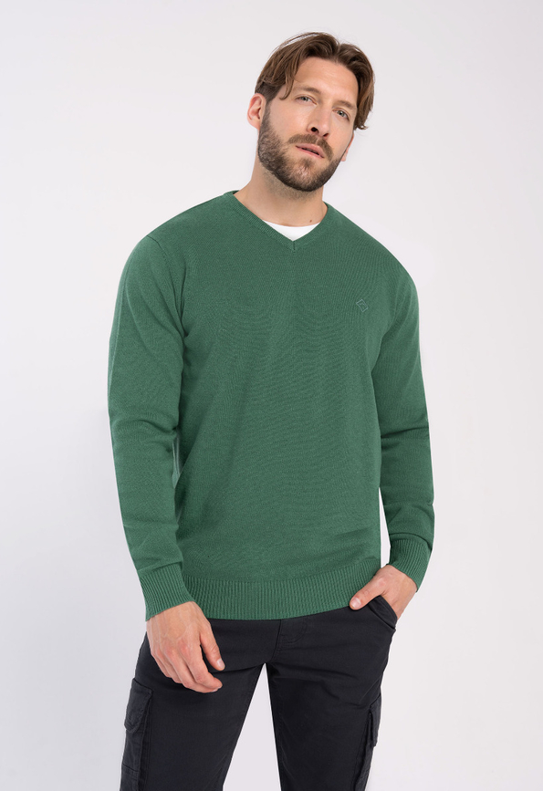 Zielony sweter Volcano z dzianiny w stylu casual