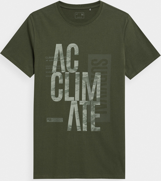 Zielony t-shirt 4F w młodzieżowym stylu z nadrukiem z bawełny