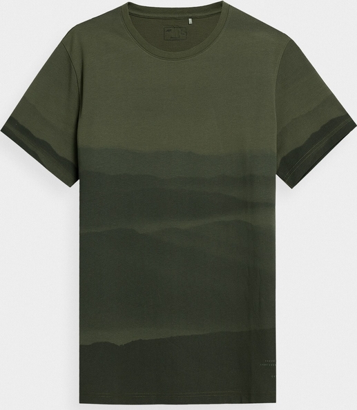 Zielony t-shirt 4F z nadrukiem z krótkim rękawem w stylu casual