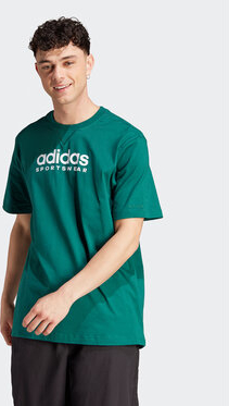 Zielony t-shirt Adidas w sportowym stylu z krótkim rękawem