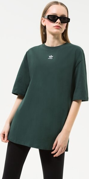 Zielony t-shirt Adidas w sportowym stylu z okrągłym dekoltem z krótkim rękawem