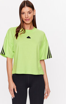 Zielony t-shirt Adidas z okrągłym dekoltem