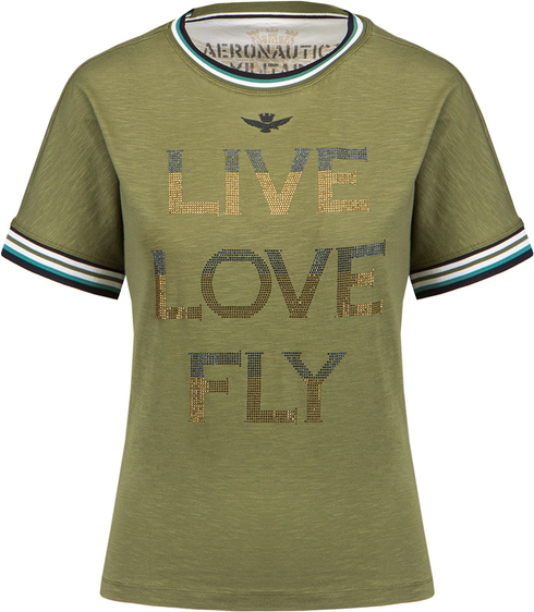 Zielony t-shirt Aeronautica Militare w militarnym stylu