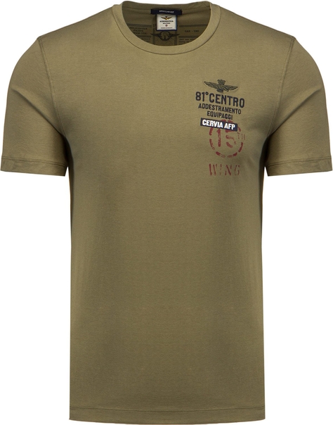 Zielony t-shirt Aeronautica Militare w młodzieżowym stylu z bawełny