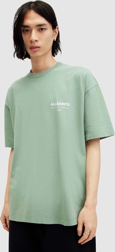 Zielony t-shirt AllSaints w stylu casual z bawełny z nadrukiem