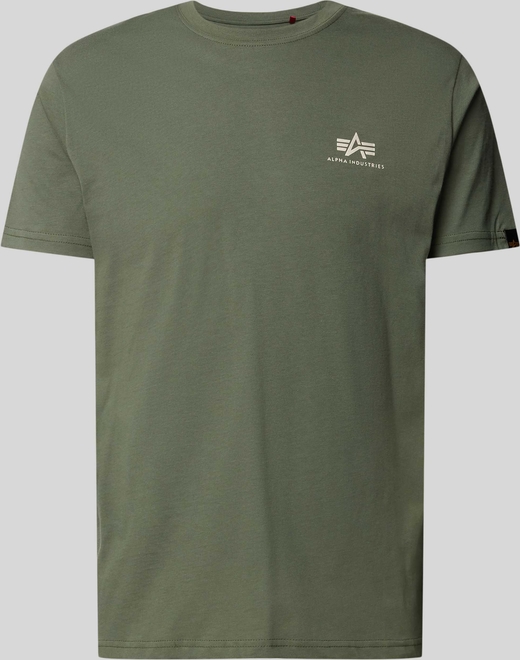 Zielony t-shirt Alpha Industries w stylu casual z nadrukiem
