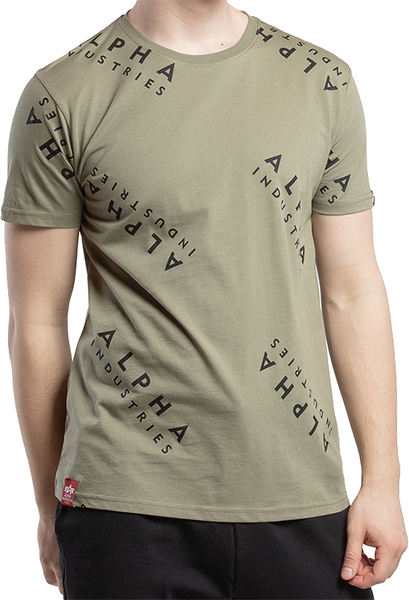 Zielony t-shirt Alpha Industries z krótkim rękawem w młodzieżowym stylu