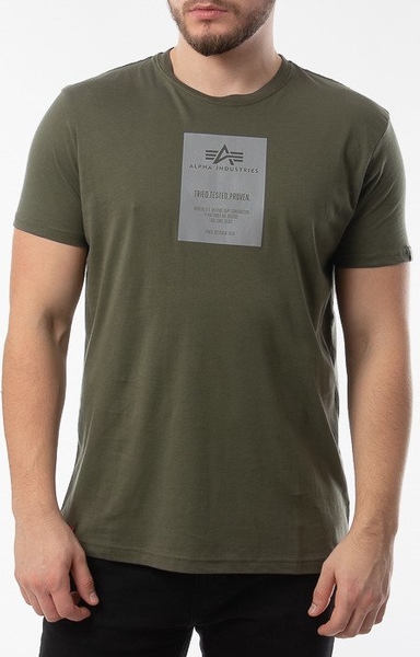 Zielony t-shirt Alpha Industries z krótkim rękawem z bawełny