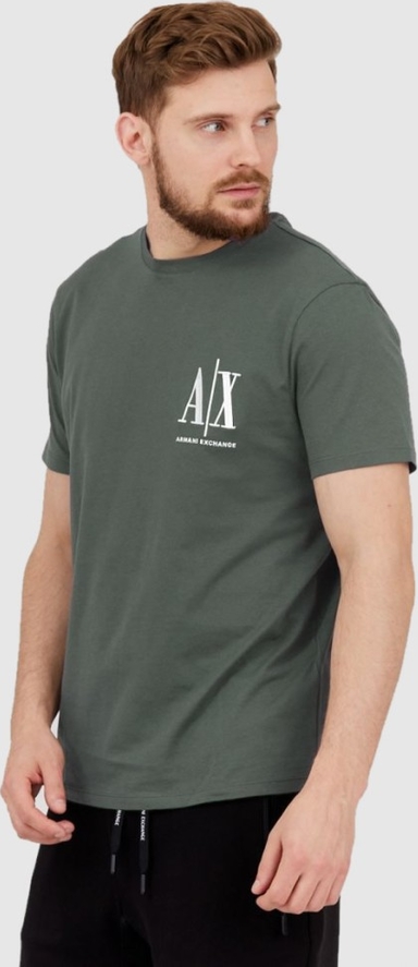 Zielony t-shirt Armani Exchange w młodzieżowym stylu z krótkim rękawem