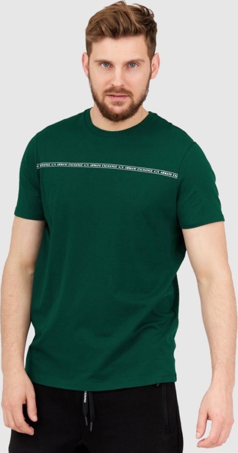 Zielony t-shirt Armani Exchange z krótkim rękawem w młodzieżowym stylu