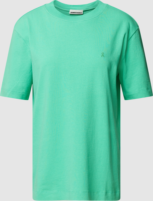 Zielony t-shirt ARMEDANGELS z krótkim rękawem z okrągłym dekoltem