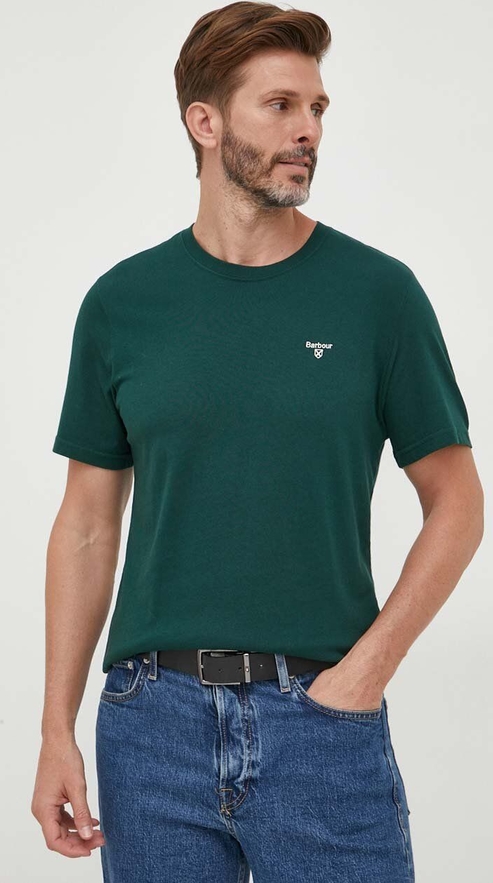 Zielony t-shirt Barbour w stylu casual