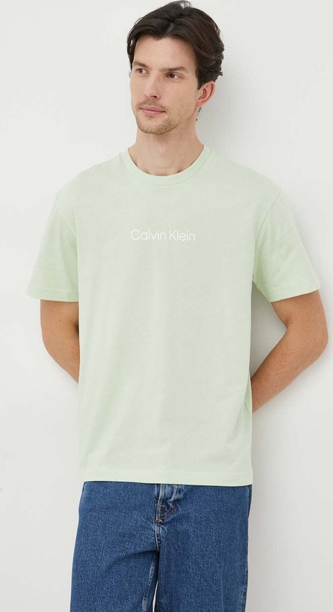 Zielony t-shirt Calvin Klein z bawełny