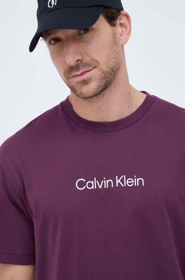 Zielony t-shirt Calvin Klein z krótkim rękawem z dzianiny