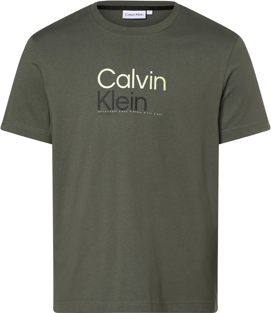 Zielony t-shirt Calvin Klein z nadrukiem z bawełny