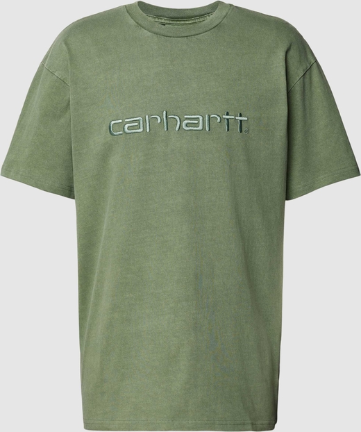 Zielony t-shirt Carhartt WIP w młodzieżowym stylu z krótkim rękawem z bawełny