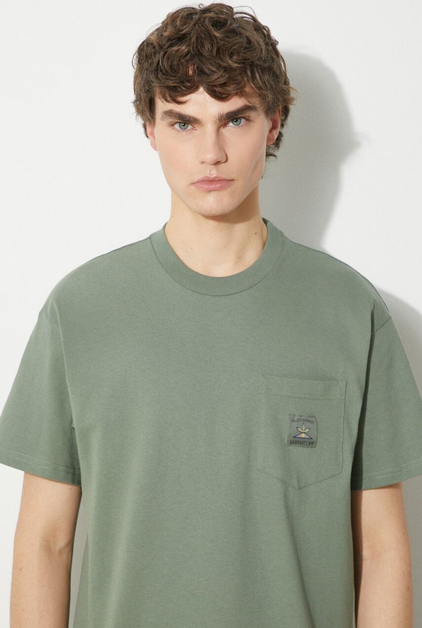 Zielony t-shirt Carhartt WIP w stylu casual z bawełny z krótkim rękawem