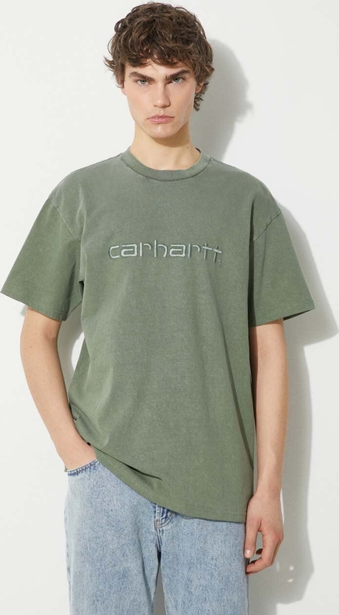 Zielony t-shirt Carhartt WIP z krótkim rękawem z bawełny