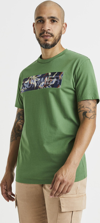 Zielony t-shirt CELIO z krótkim rękawem z bawełny