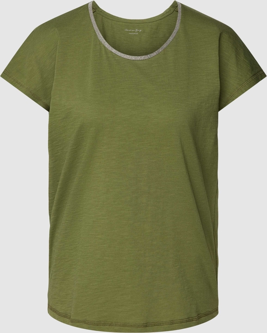 Zielony t-shirt Christian Berg Woman z bawełny w stylu casual z okrągłym dekoltem
