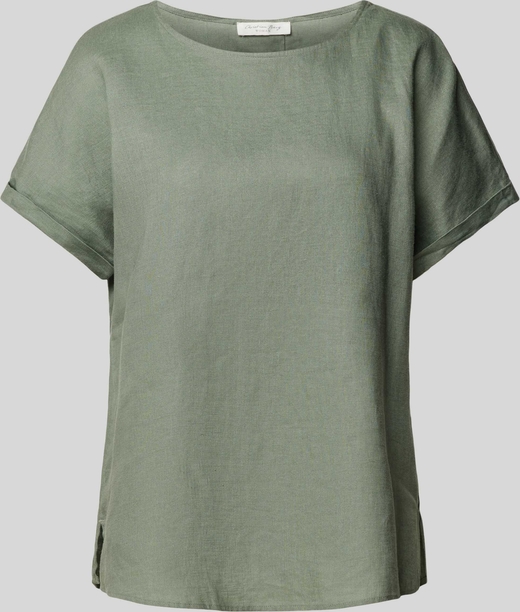 Zielony t-shirt Christian Berg Woman z krótkim rękawem z lnu