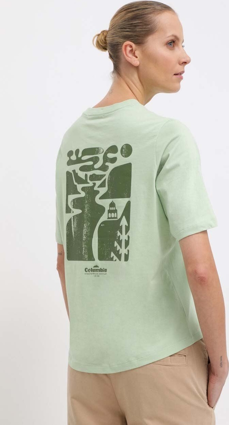 Zielony t-shirt Columbia z krótkim rękawem w sportowym stylu