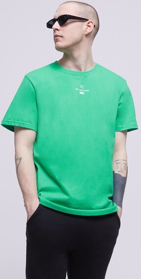Zielony t-shirt Confront w stylu casual z krótkim rękawem