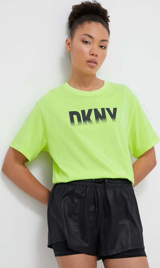 Zielony t-shirt DKNY w młodzieżowym stylu z bawełny