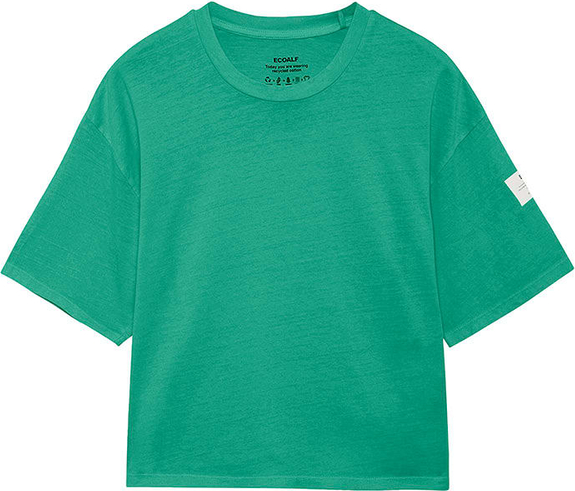 Zielony t-shirt Ecoalf z krótkim rękawem z bawełny z okrągłym dekoltem