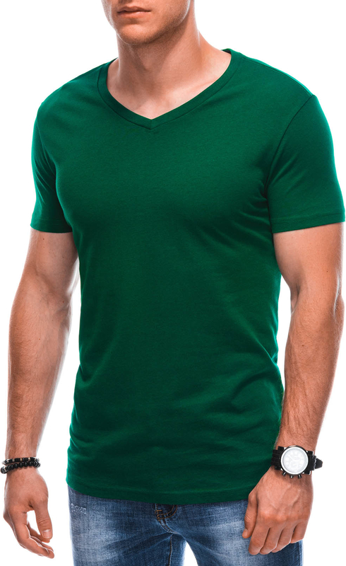 Zielony t-shirt Edoti z bawełny w stylu casual z krótkim rękawem