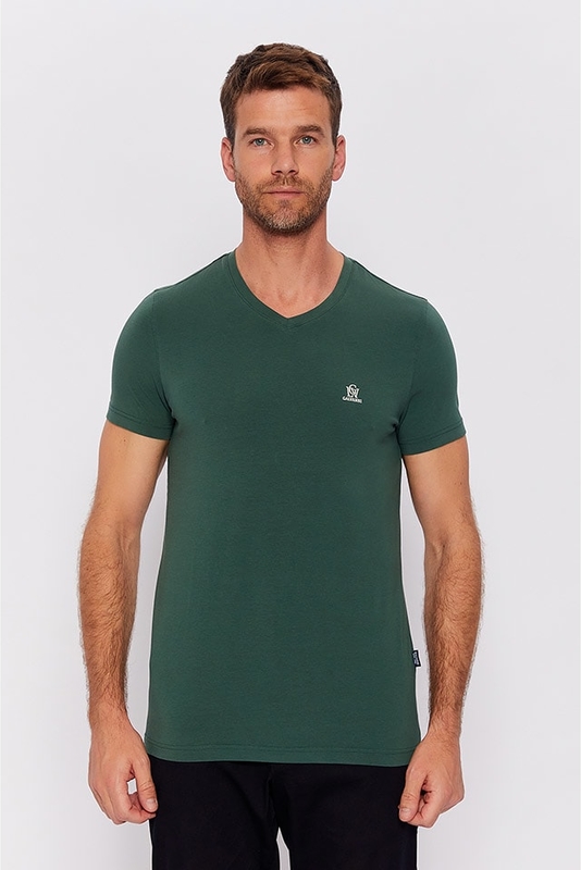 Zielony t-shirt Galvanni w stylu casual z bawełny