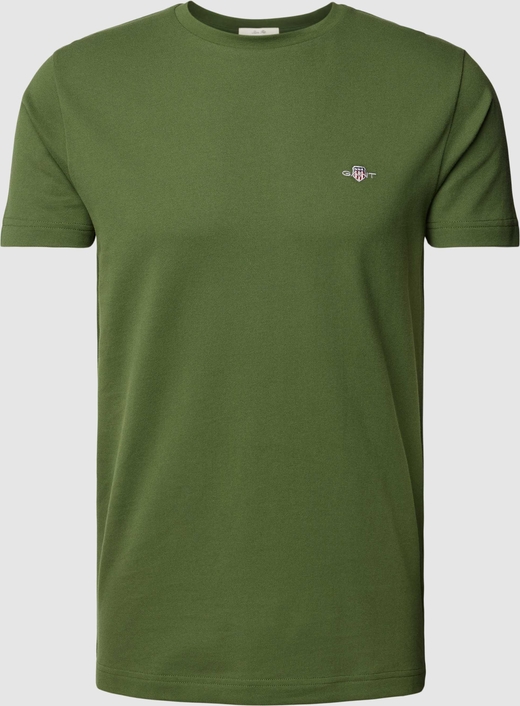 Zielony t-shirt Gant w stylu casual z krótkim rękawem z bawełny