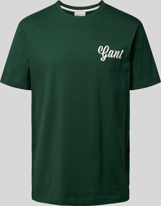 Zielony t-shirt Gant z bawełny w młodzieżowym stylu