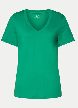 Zielony t-shirt Gap w stylu casual z dekoltem w kształcie litery v