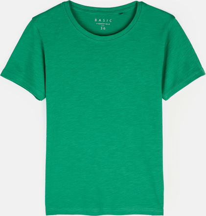 Zielony t-shirt Gate w stylu casual z krótkim rękawem