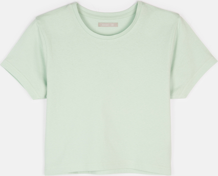 Zielony t-shirt Gate z krótkim rękawem w stylu casual