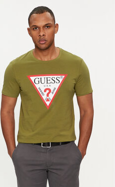 Zielony t-shirt Guess z krótkim rękawem