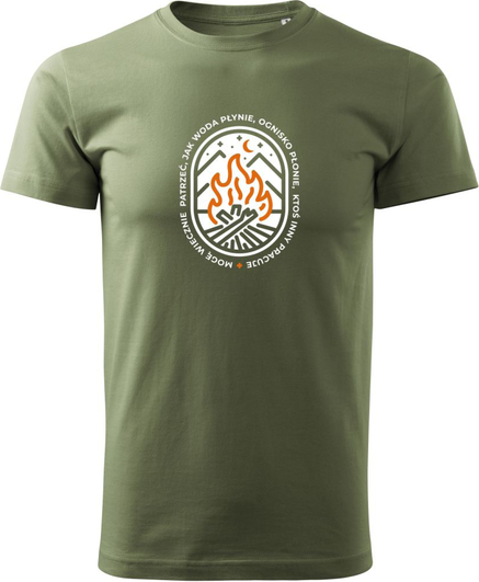 Zielony t-shirt Haj Montajn w młodzieżowym stylu z tkaniny