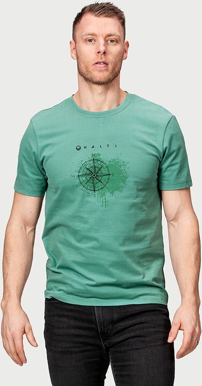 Zielony t-shirt Halti z bawełny w młodzieżowym stylu z nadrukiem