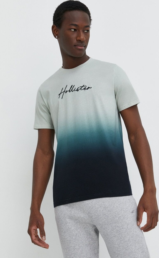 Zielony t-shirt Hollister Co. w młodzieżowym stylu